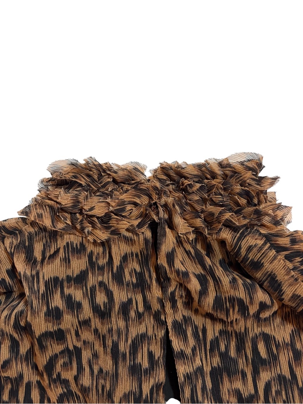 Revolve x Krisa Animal Print Ruffled Neck Blouse Size-Large - Picture 4 of 6